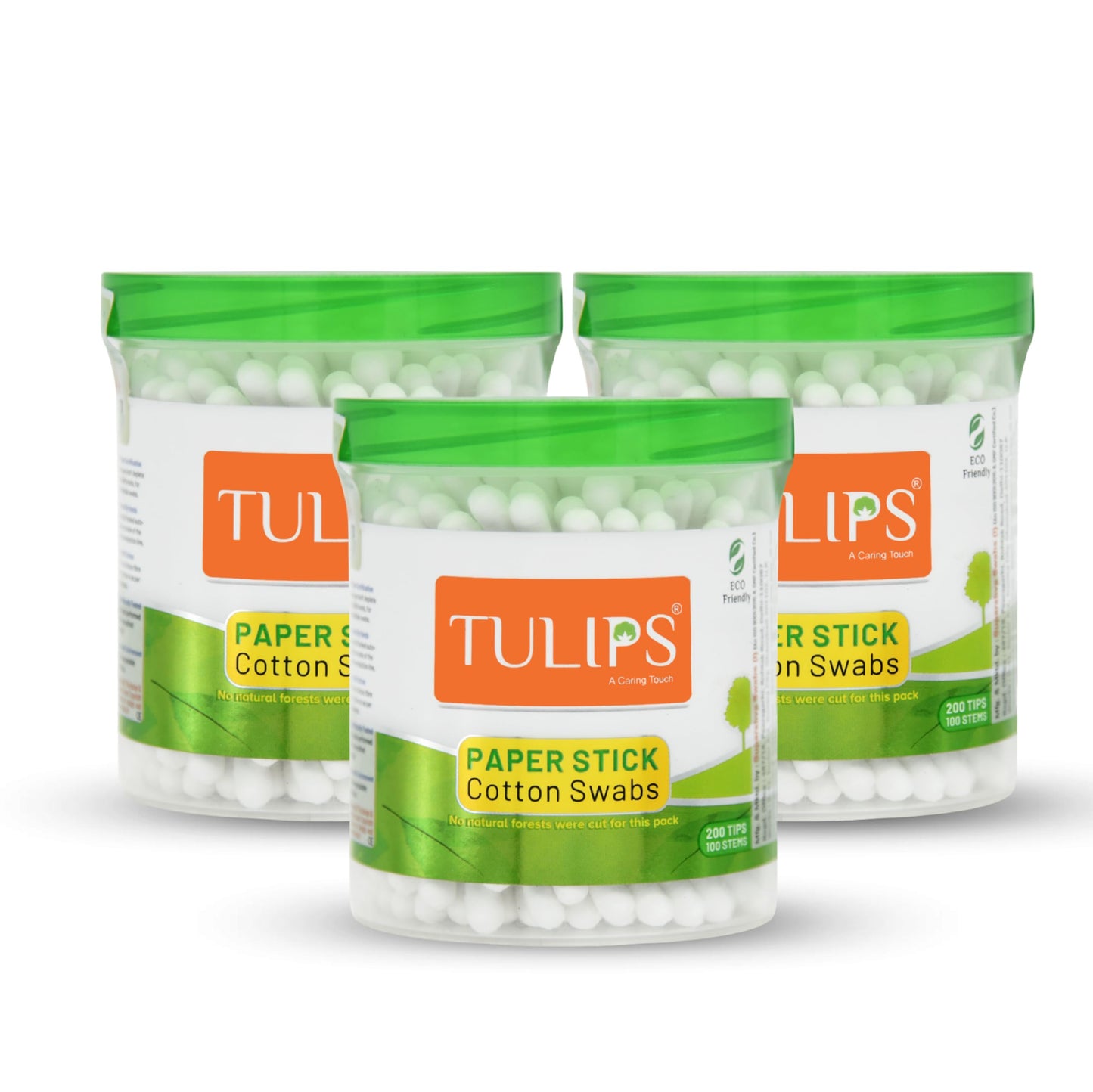 Cotton Ear Buds Swabs 3-Pack White Paper Sticks 100/200 Tips