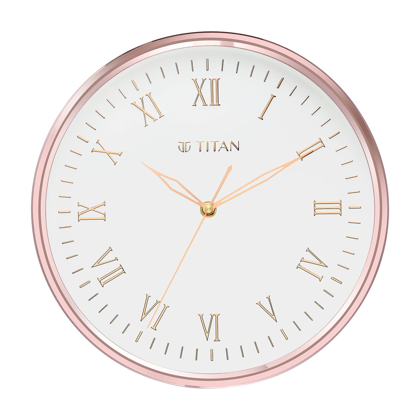 Titan Rose Gold Analog Wall Clock with Silent Sweep Technology, 30 x 30 cm