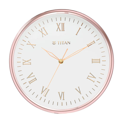 Titan Rose Gold Analog Wall Clock with Silent Sweep Technology, 30 x 30 cm