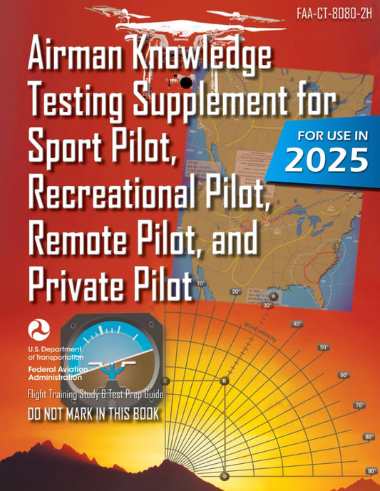 Airman Knowledge Testing Supplement for Sport Pilot, Recreational Pilot, Remote (Drone) Pilot, and Private Pilot FAA-CT-8080-2H: Flight Training Study & Test Prep Guide (Color Print) 