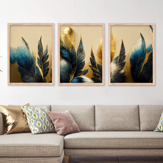 Wall Painting Set of 3 Modern Art 11x14 Inch Framed Canvas for Living Room Bedroom Decoration