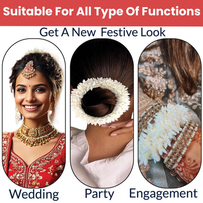 2 Pcs Scented Mogra Gajra Hair Accessories, White