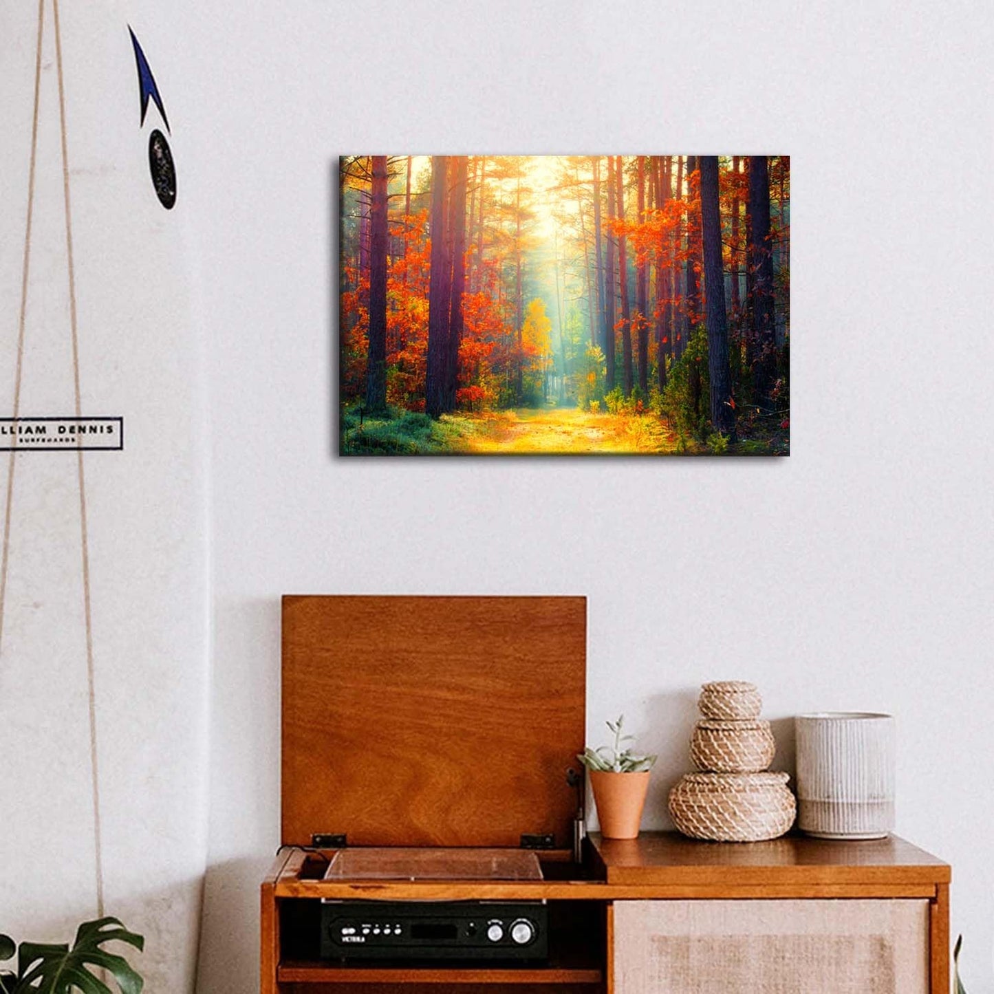 Canvas Wall Painting Autumn Forest Landscape 12x16 inches Orange Maple Leaves