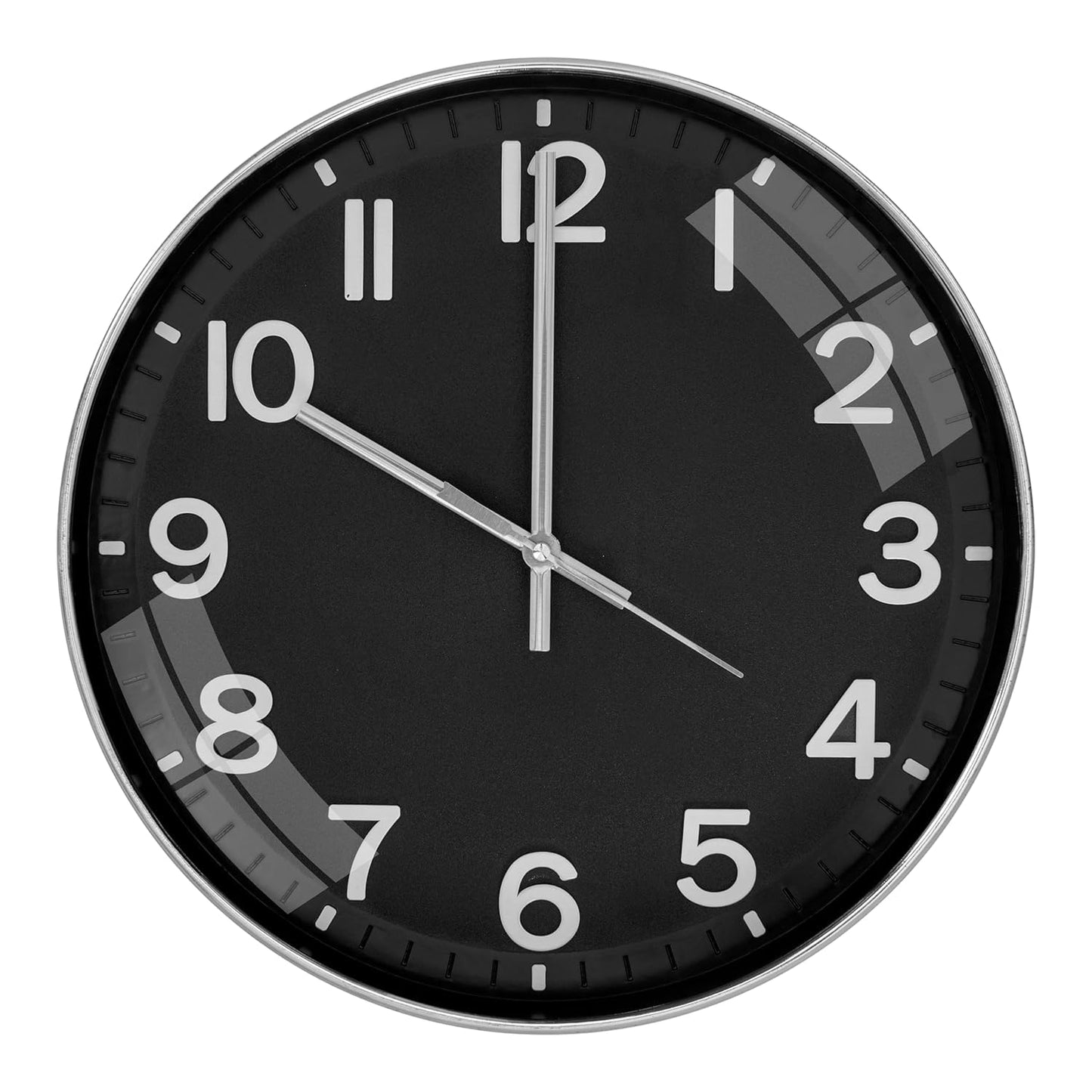 Digital Wall Clock 12" Silent Quartz Decorative Non-Ticking Classic Round Clock, Battery Operated, Easy to Read for Room, Home, Kitchen, Bedroom, Office, or School (Black Silver)