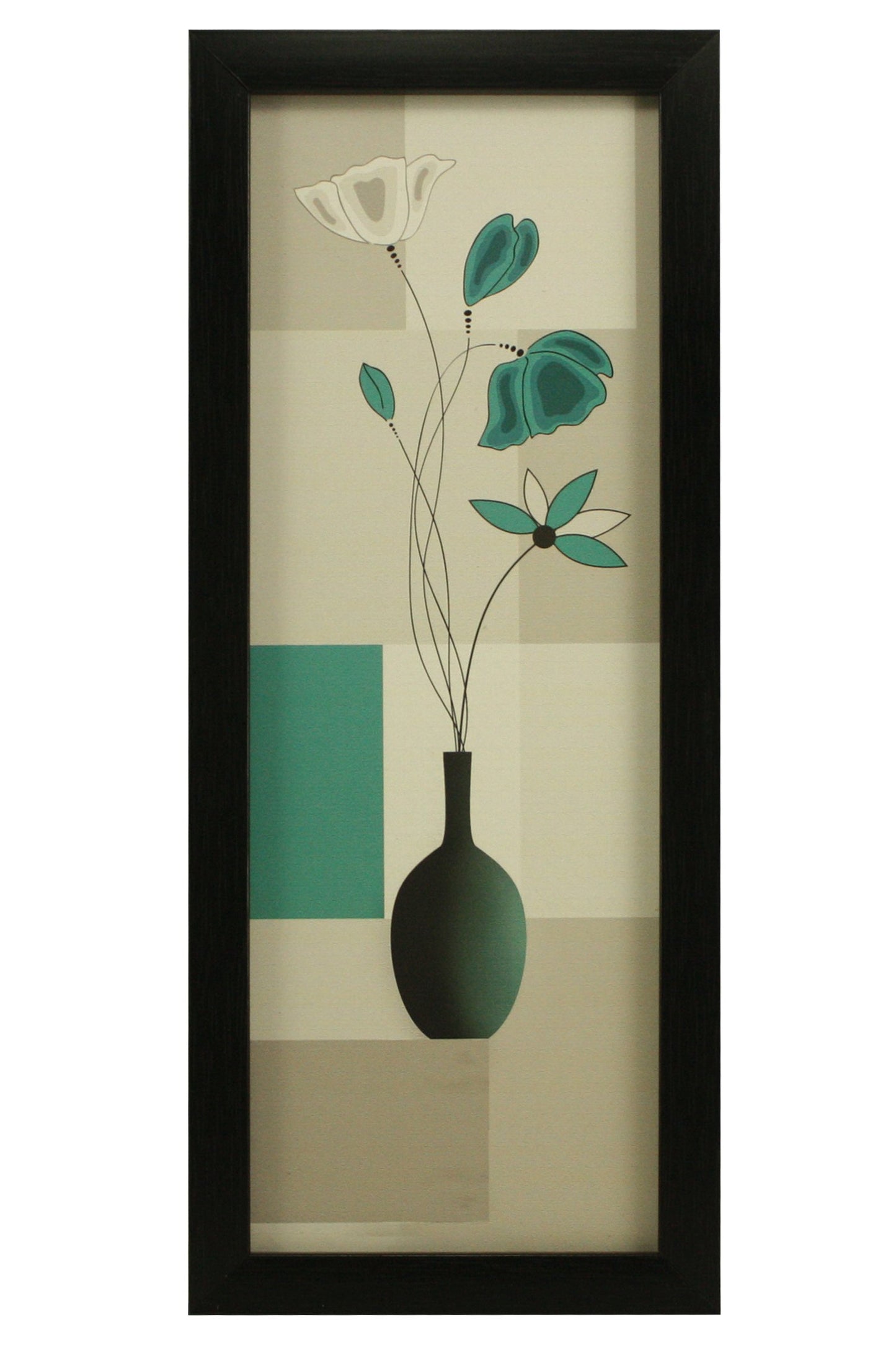 Floral Canvas Paintings Set of 3 - Black Frame - 5.2 x 12.5, 9.5 x 12.5 Inches
