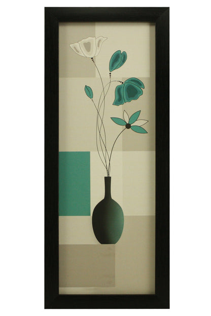 Floral Canvas Paintings Set of 3 - Black Frame - 5.2 x 12.5, 9.5 x 12.5 Inches