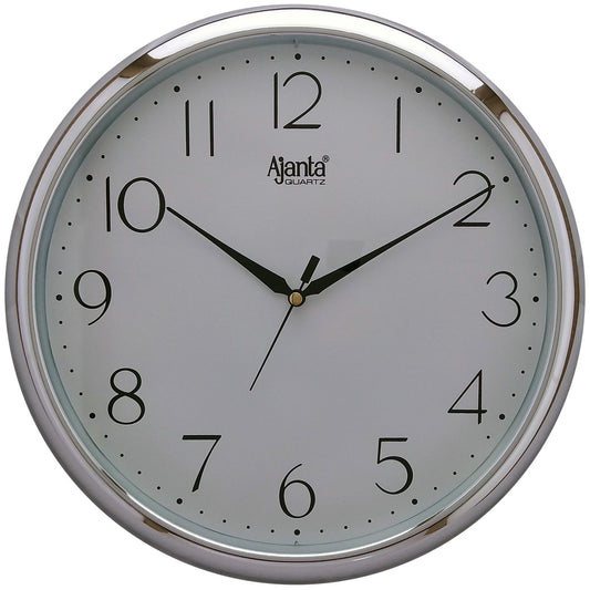 Ajanta Analog Wall Clock - 28 cm x 28 cm x 3.4 cm, White Plastic