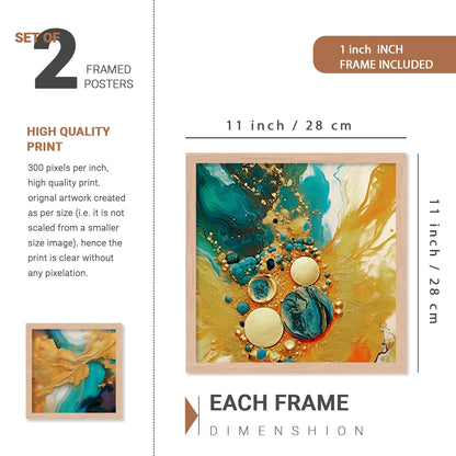 Wall Painting Set of 4 - Rectangular Framed Artwork - 10 inch x 13 inch - Engineered Wood Frame