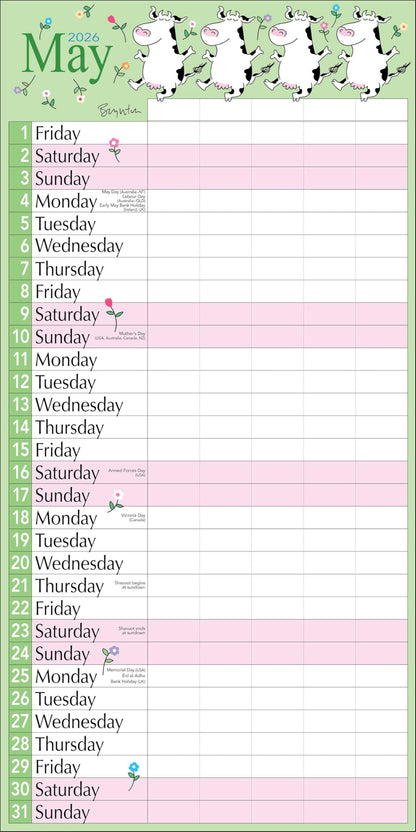Sandra Boynton's 17-Month 2025-2026 My Family Wall Calendar