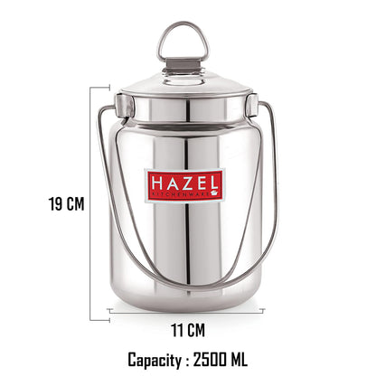 HAZEL Stainless Steel Plain Barani, 1 LTR