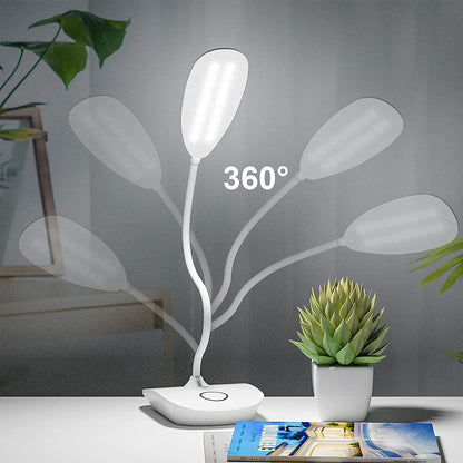 Rechargeable LED Desk Lamp with Touch Control and Adjustable Brightness - 8W, 2000mAh Battery, Gooseneck Design