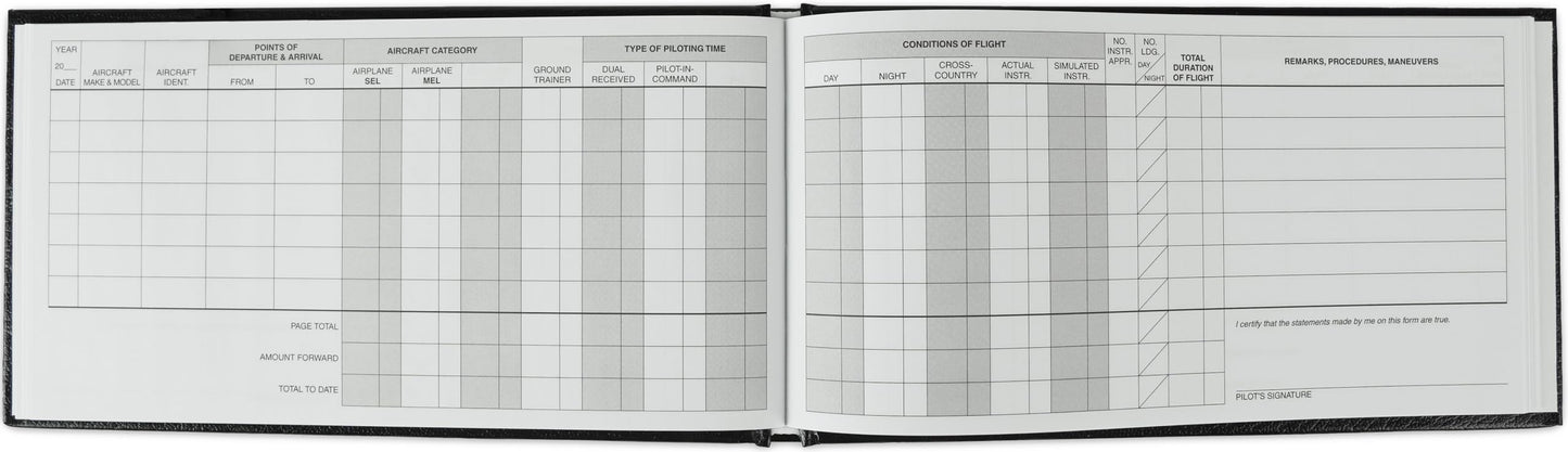 The Standard Pilot Log (Black): ASA-SP-30 (Standard Pilot Logbooks) 