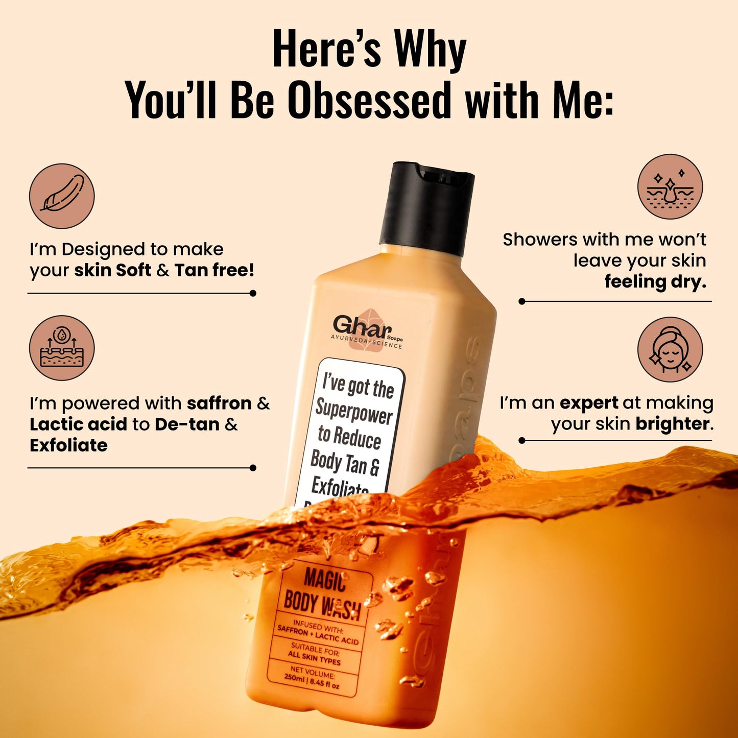 Exfoliating Body Wash with Saffron & Niacinamide - Tan Removal