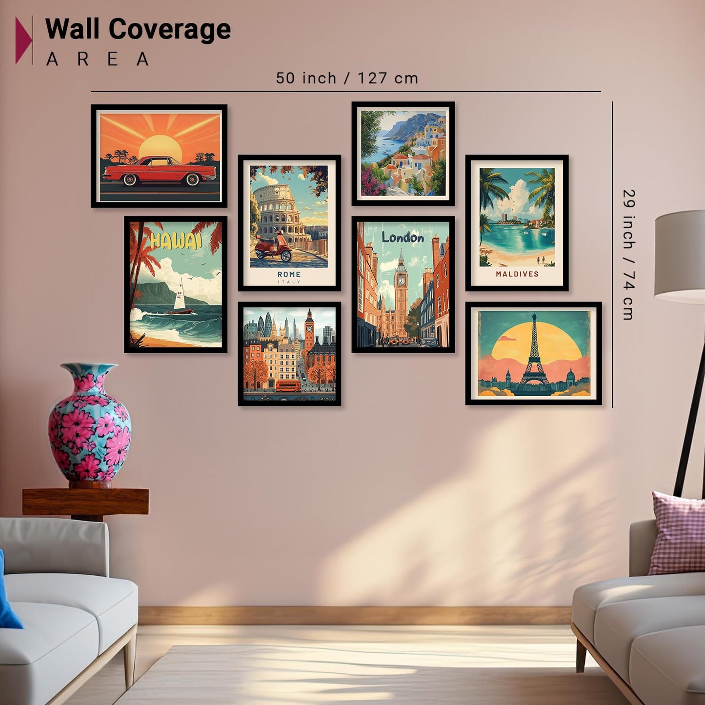 Wall Painting City Vibes Art - Framed Rectangular Posters - 10x13 Inch - Engineered Wood