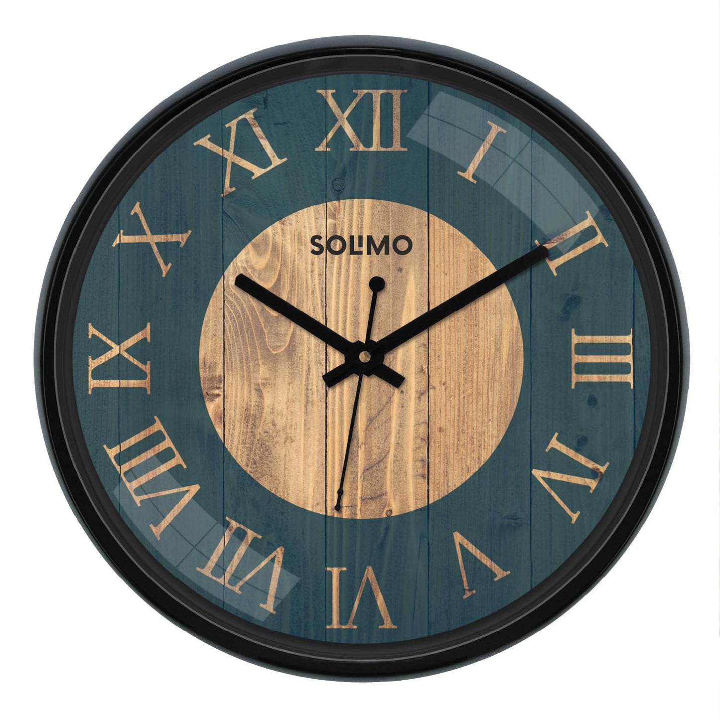 Wall Clock with Sweep Movement - 12 Inch Black Plastic Frame