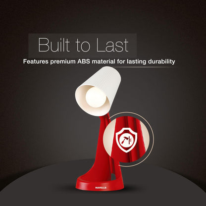 Table Lamp with Dual-Tone Finish Red & White - LED Compatible - ABS Material - 1.5m Cord