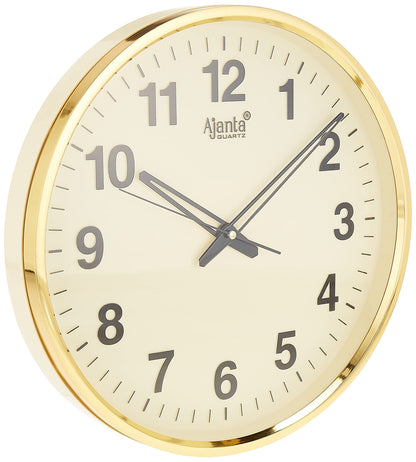 Ajanta Quartz Analog Wall Clock 32 cm Gold Plastic