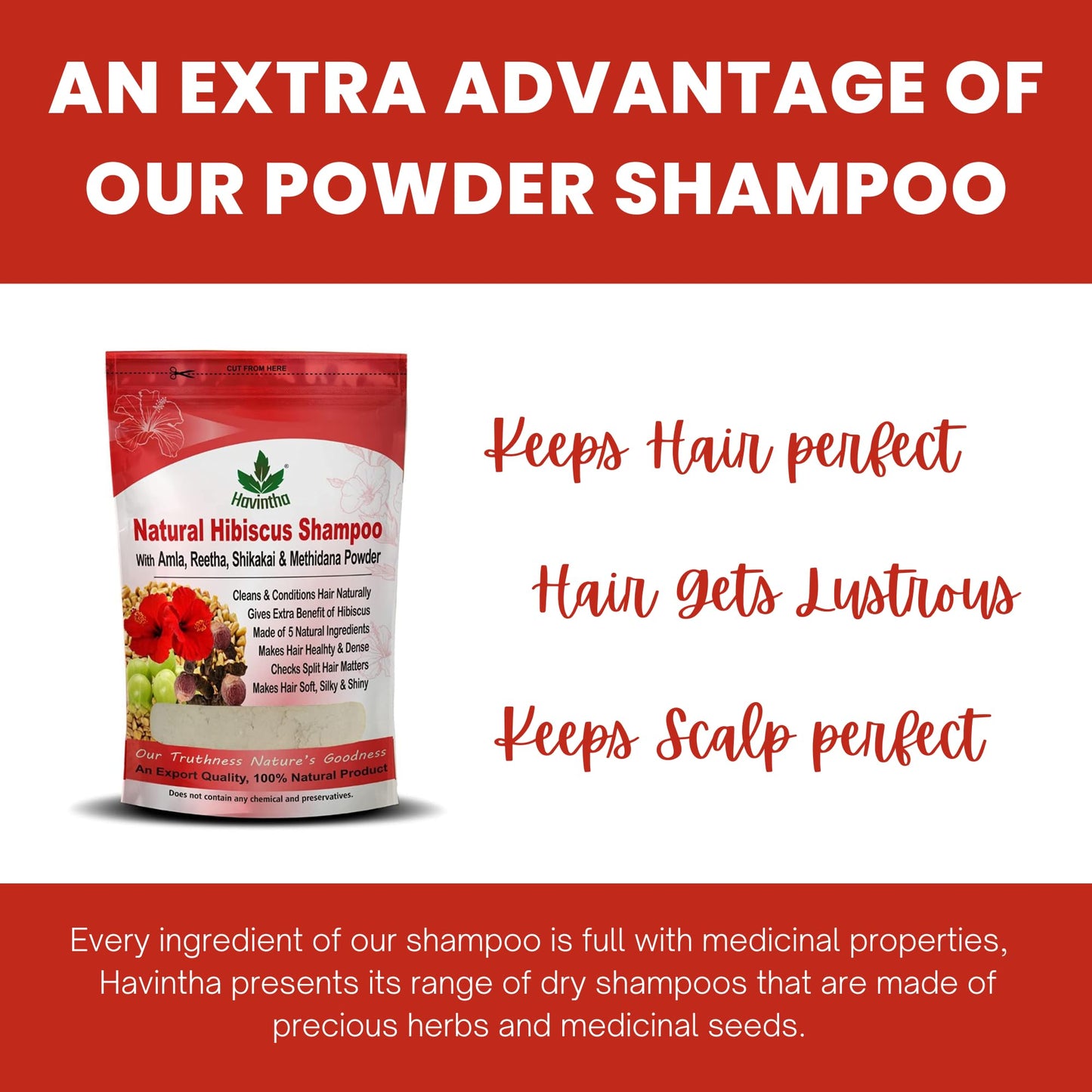 Natural Herbal Shampoo Powder for Men & Women - 227g