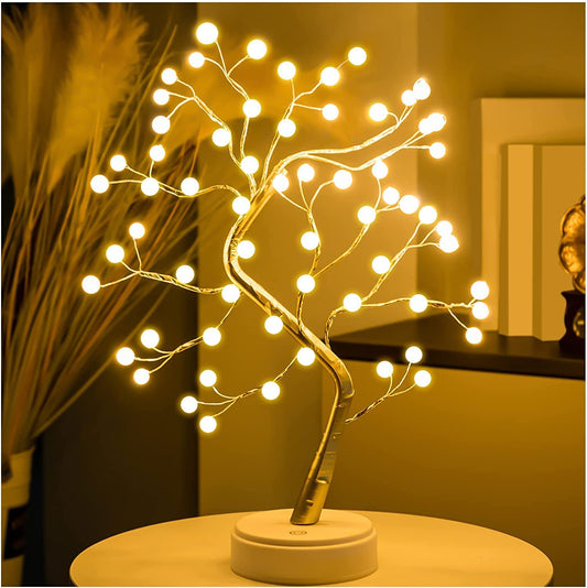 LED Bonsai Tree Lamp with Touch Switch - Warm White - 36 Pearl LEDs - USB & Battery Operated