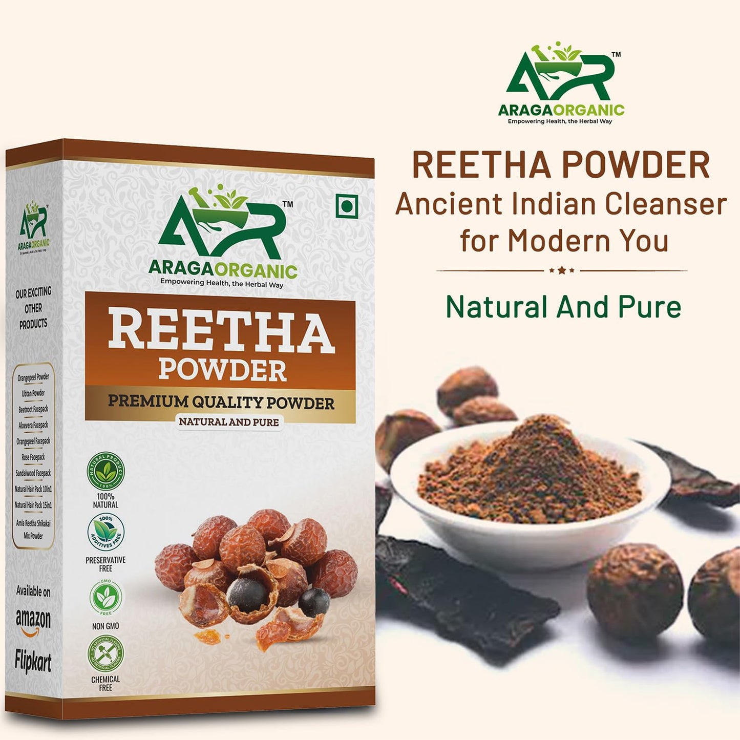 Natural Amla Reetha Shikakai Powder - Herbal Hair Cleanser 300g