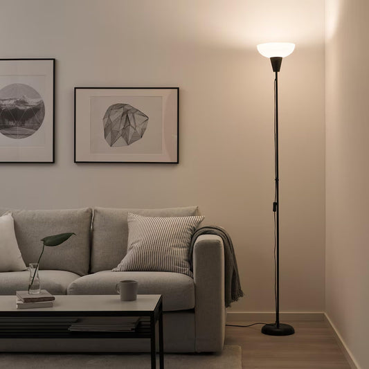 Modern LED Floor Lamp with Adjustable Height - 180 cm - Minimalist Design - Black - Flexible Gooseneck