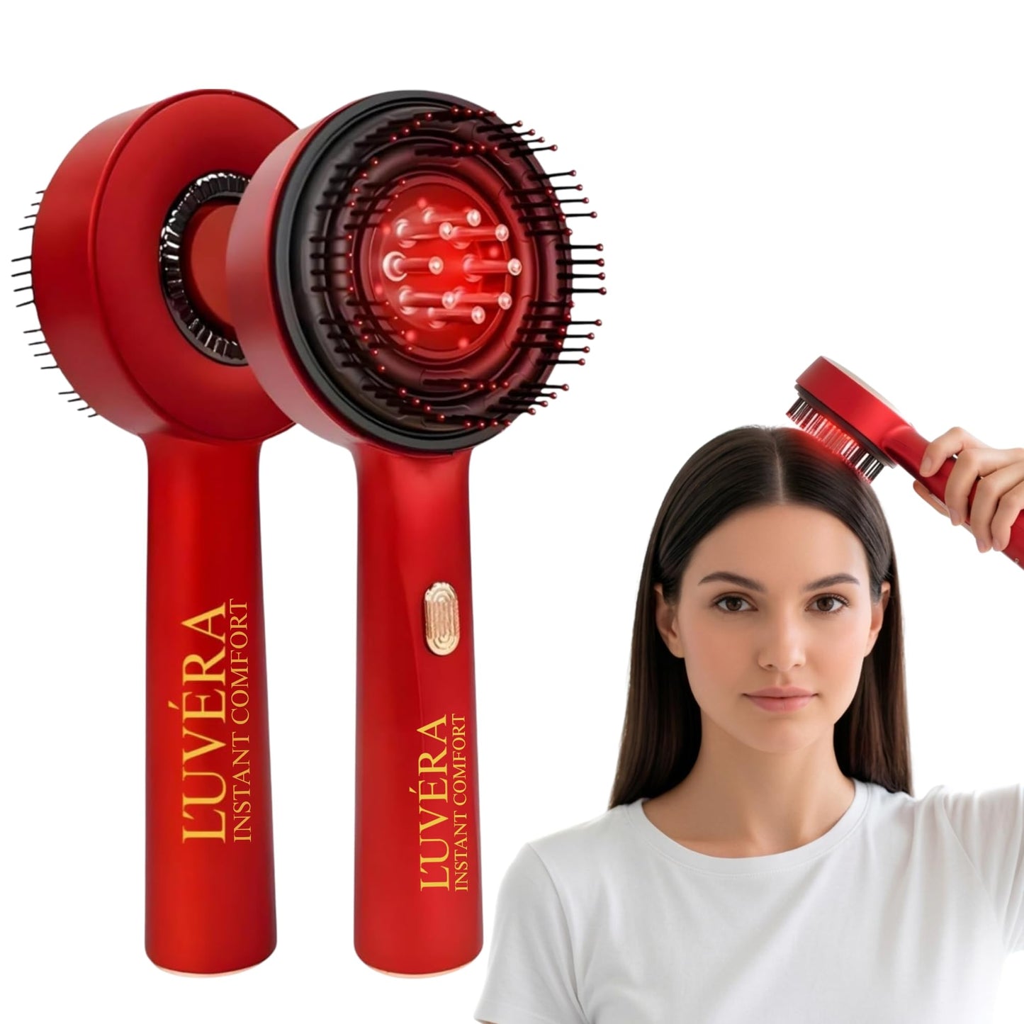 Red Light Therapy Scalp Massager Comb - 660nm Wavelength, USB Rechargeable, Waterproof, Multicolor