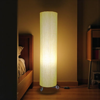 Dimmable Floor Lamp with Cotton Shade - Khadi/Beige - Modern Design for Living Room and Bedroom