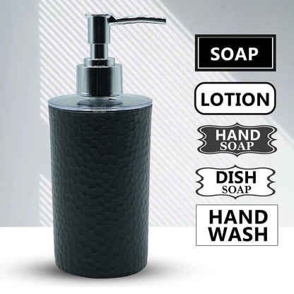 Soap Dispenser - Modern Design - Plastic - Black - 250 ml - Set of 3