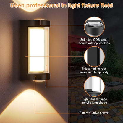 LED Wall Light Outdoor Waterproof 4 Watt Aluminium Modern Design 2-Pack