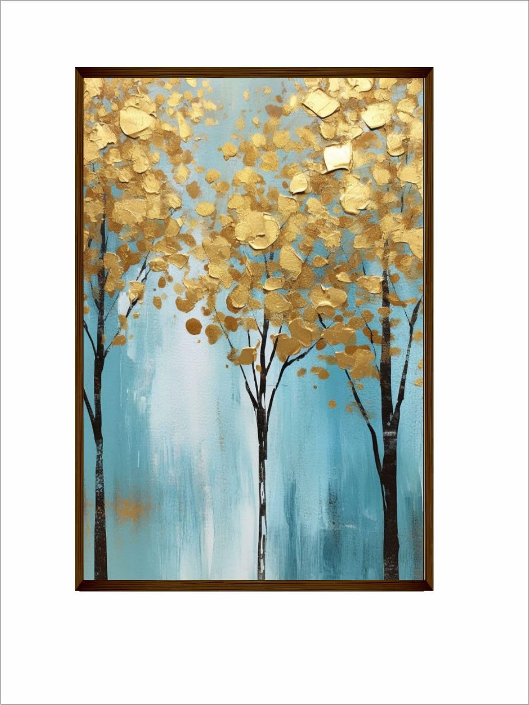 Canvas Wall Painting - Abstract Art - Wooden Framed - 20x30 Inches (50x75 cm) - Gold Lucky Tree