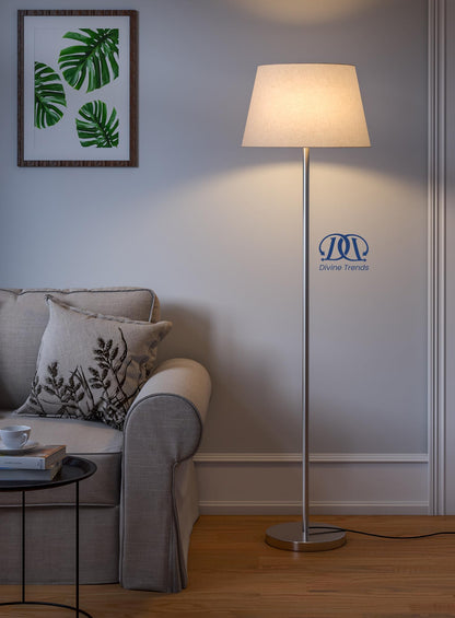 Floor Lamp Modern Minimalistic Stainless Steel Silver 5ft Height 16 inch Diameter