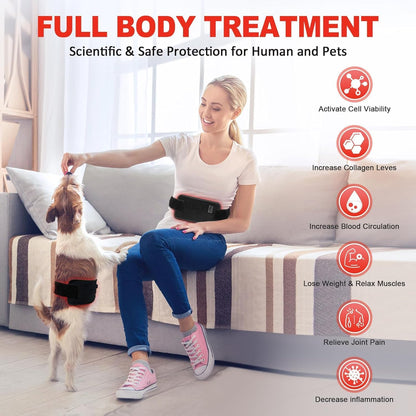 Red Light Therapy Belt with Timer, 60 LEDs, 660nm & 850nm for Back, 5.7x12.4 inches, Portable Design