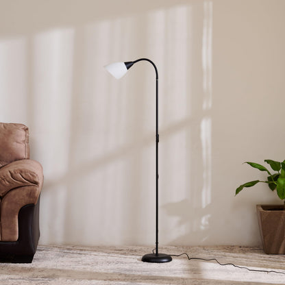 LED Floor Lamp with Movable Shade, Black, Iron, 22 cm x 145 cm
