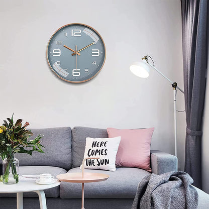Rylan 12" Silent Quartz Wall Clock - Grey Plastic Analog - Battery Operated