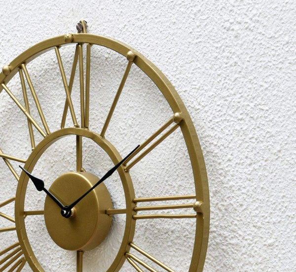 Vintage Iron Abstract Analog Wall Clock 38 cm Gold