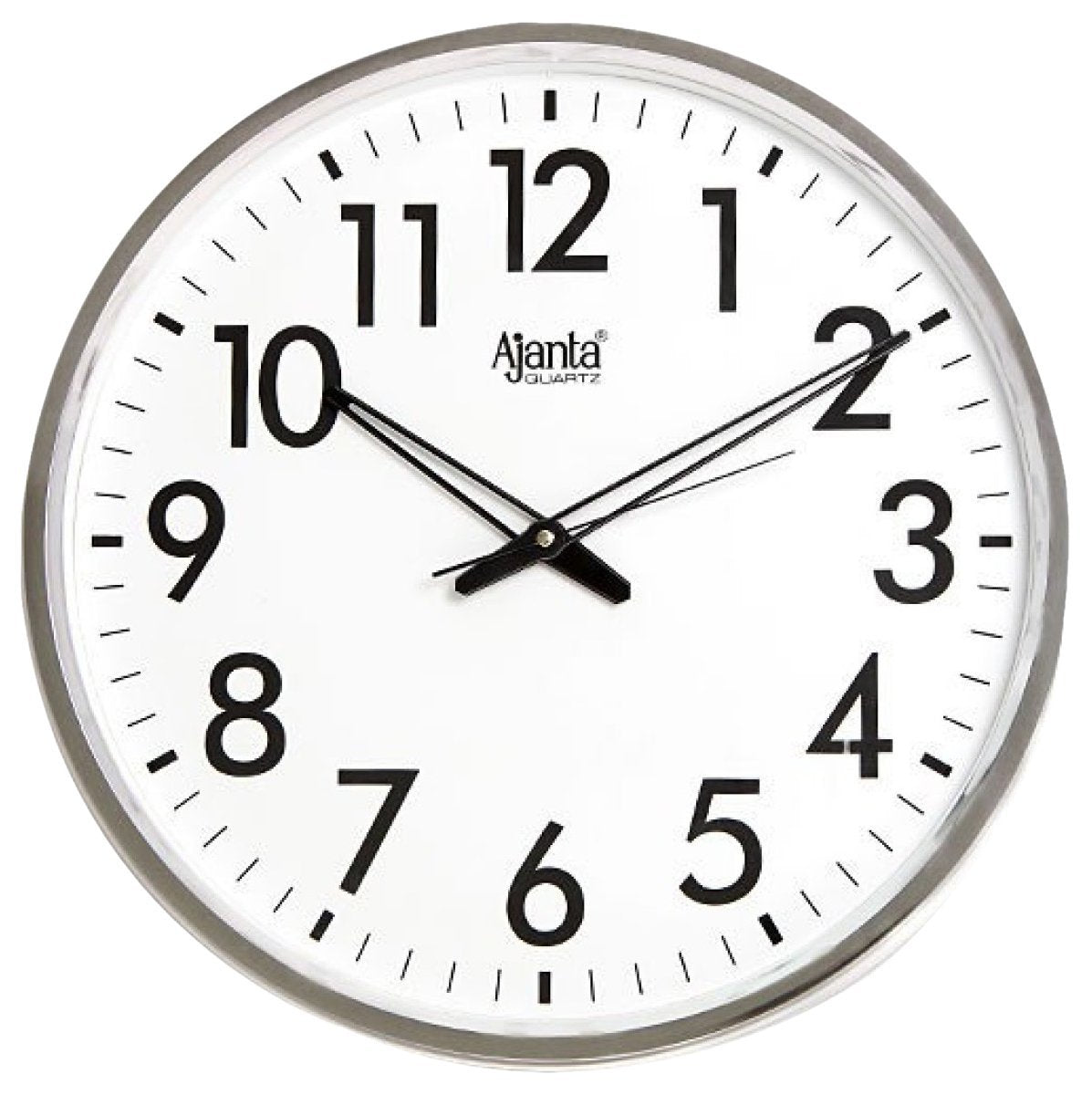 Ajanta Round Wall Clock with Real Sweep Second, 32.3 cm, White, Battery Operated
