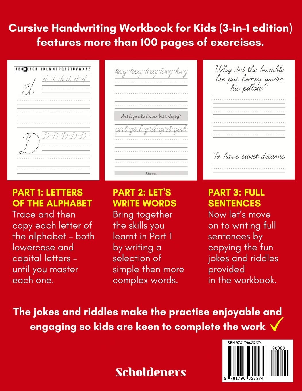 Cursive Handwriting Workbook for Kids: 3-in-1 Writing Practice Book to Master Letters, Words & Sentences