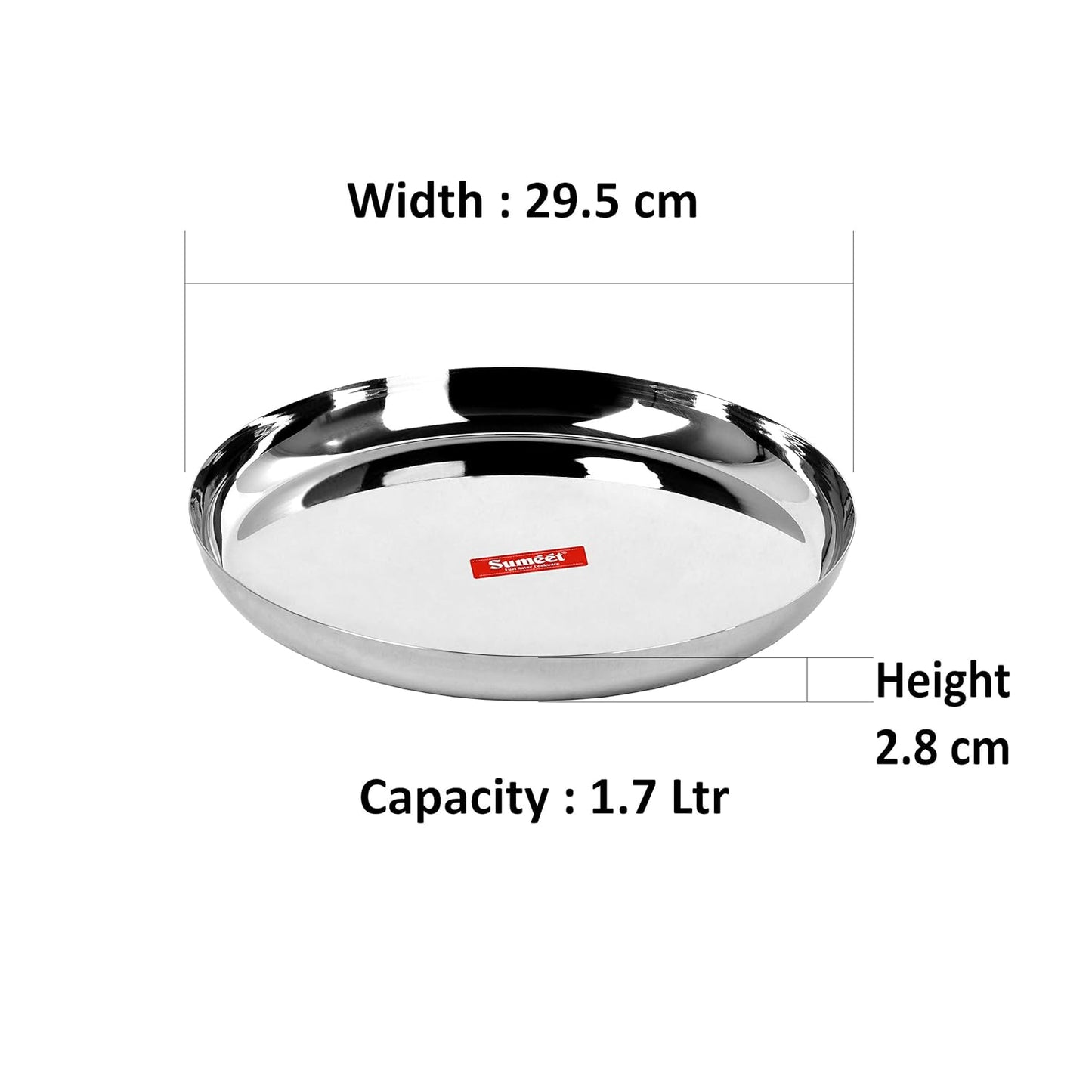 Sumeet Stainless Steel Plates - Set of 6, Silver