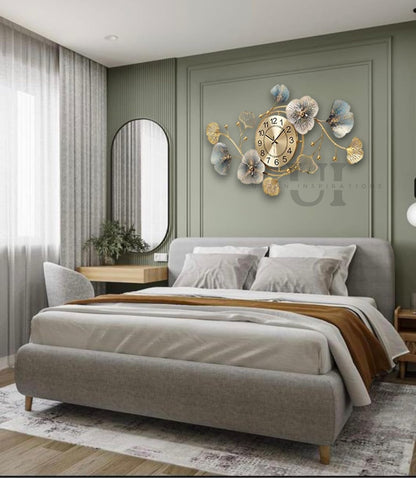 Metal Wall Clock 70cm Antique Design Silent Analog Gold for Living Room
