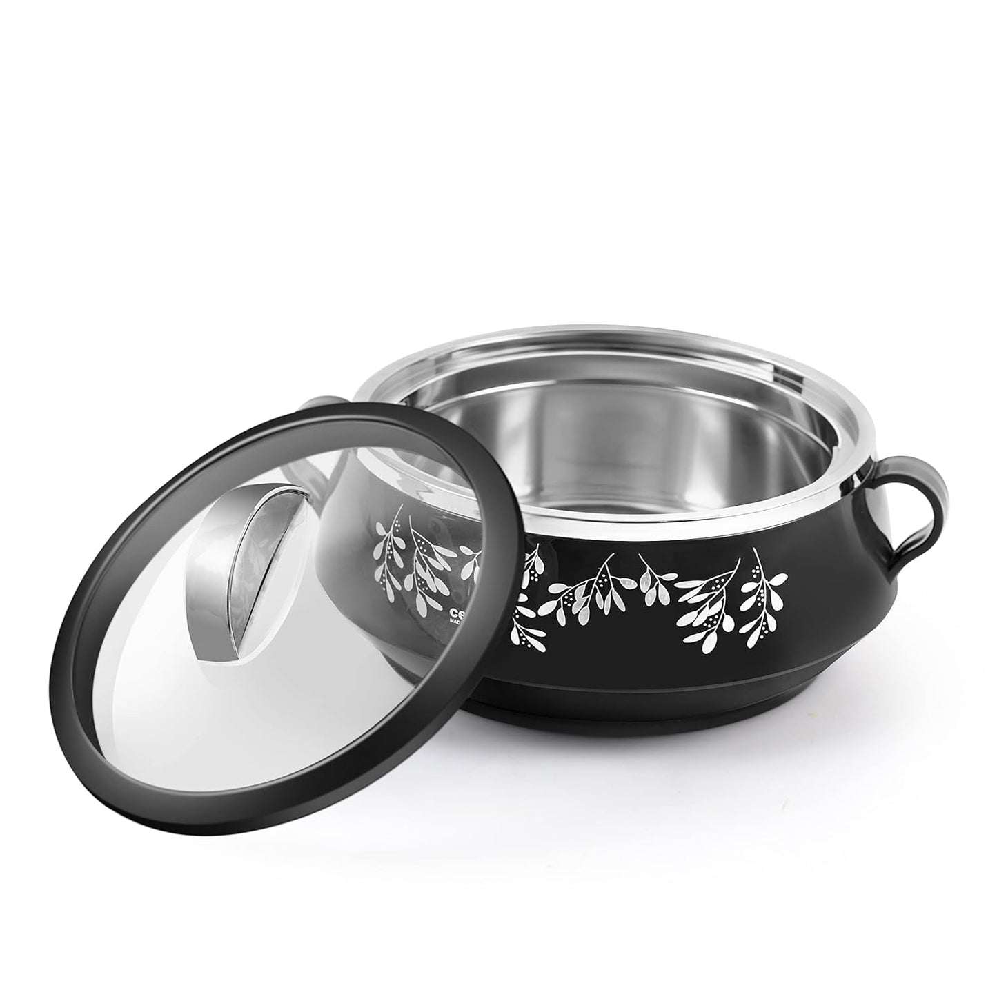 CELLO Glitter Casserole with Inner Steel 3 Unit, Black