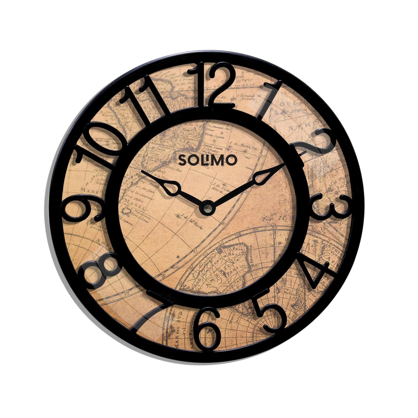 8-Inch Black Plastic Analog Wall Clock with Quartz Movement