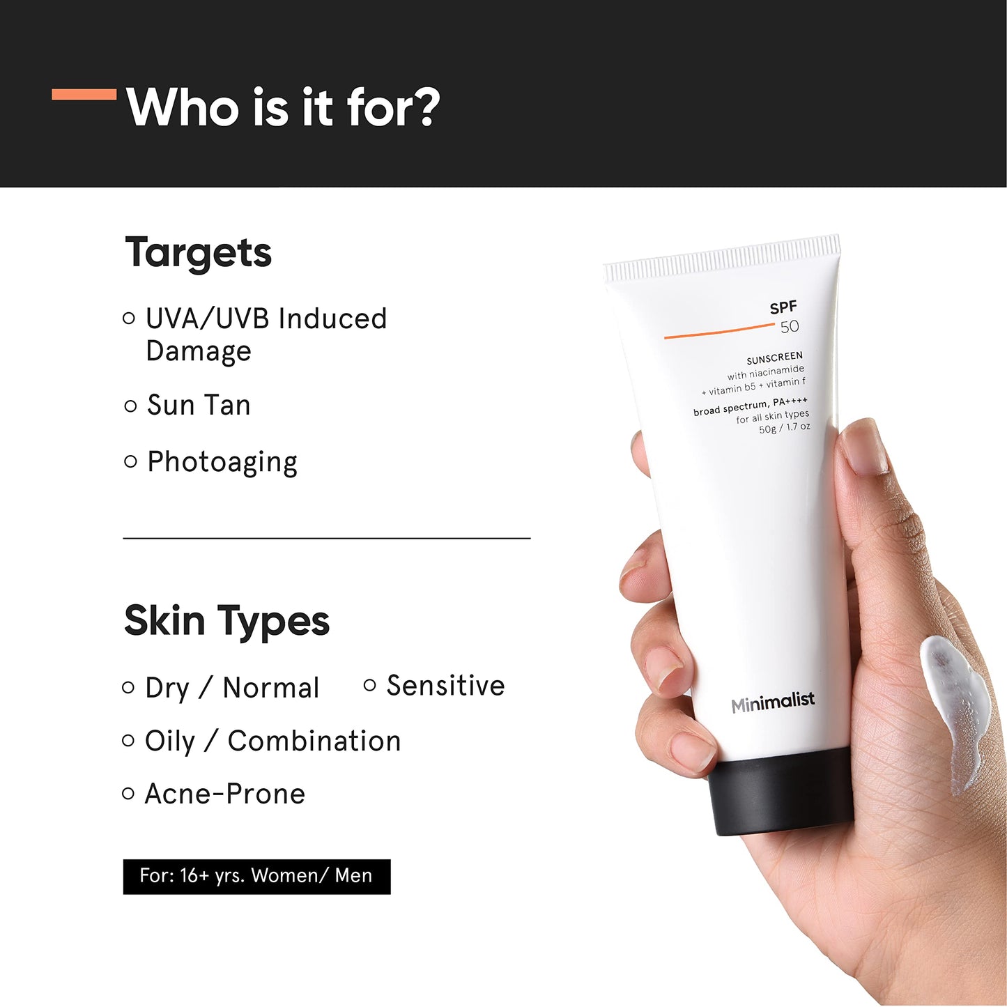 Lightweight SPF 50 Sunscreen with Multi-Vitamins - No White Cast