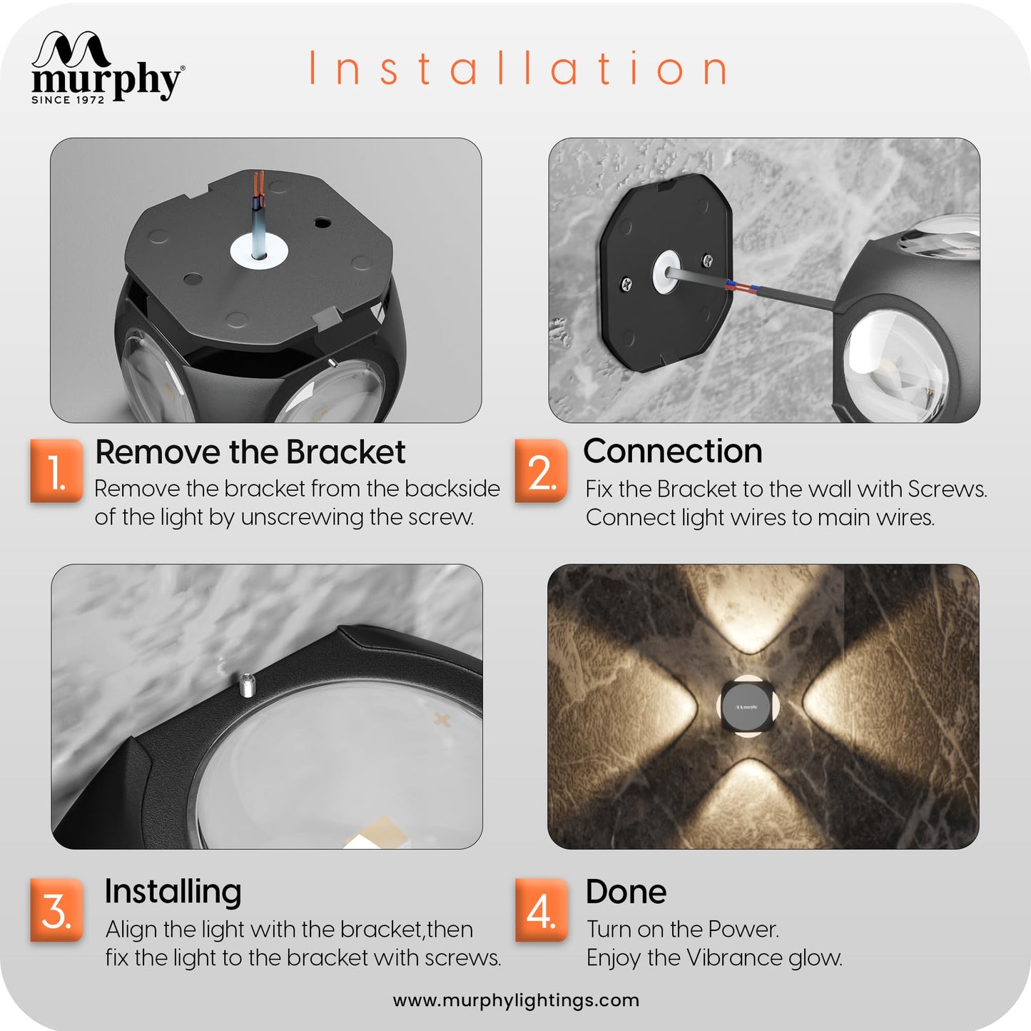 Murphy LED Wall Light - Modern Design, Aluminum, 6W, Warm White, IP65 Waterproof