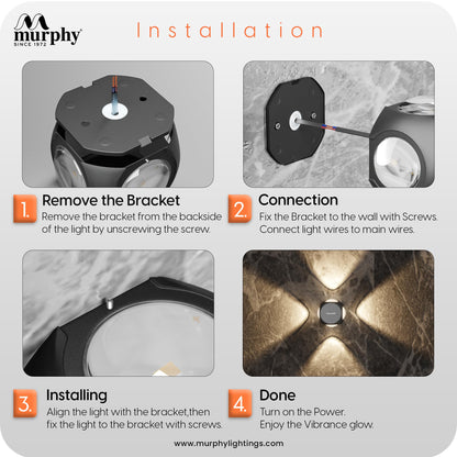 Murphy LED Wall Light - Modern Design, Aluminum, 6W, Warm White, IP65 Waterproof