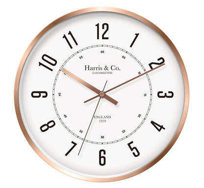 Wall Clock with Silent Sweep Technology, 12 Inch, Rose Gold Metal Frame
