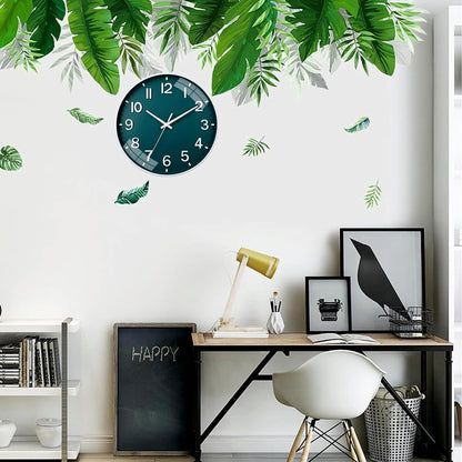 Silent Quartz Wall Clock 12 Inch Green Analog Battery Operated