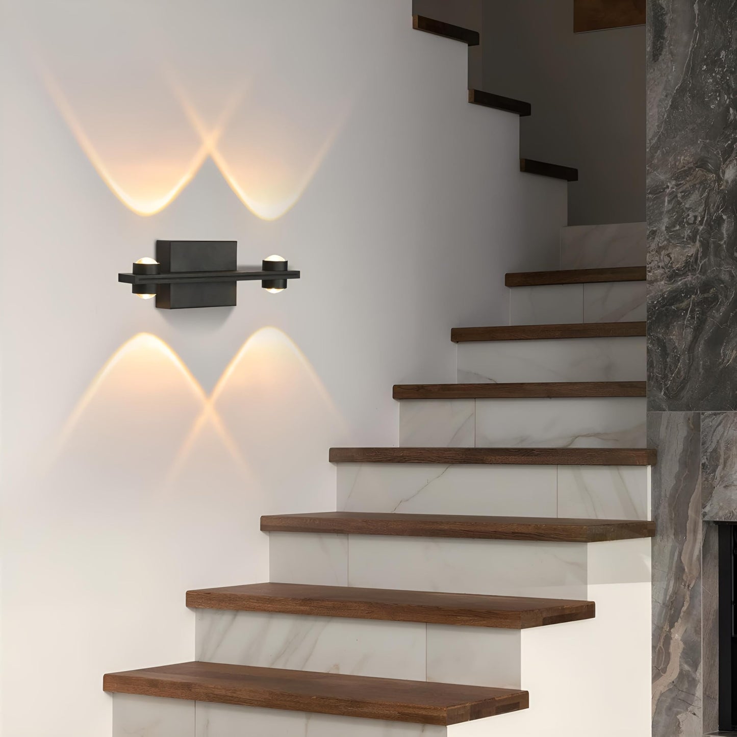 LED Wall Light Modern Design Matt Black Aluminium 2 Up 2 Down  Warm White