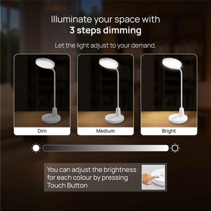 LED Table Lamp with 3 Color Modes and Touch Control - 8W Portable Desk Lamp - Adjustable Design