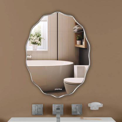 Frameless Oval Mirror with Beveled Edges - HD Glass - 15 x 18 Inch - Ideal for Bathroom, Bedroom, Living Room