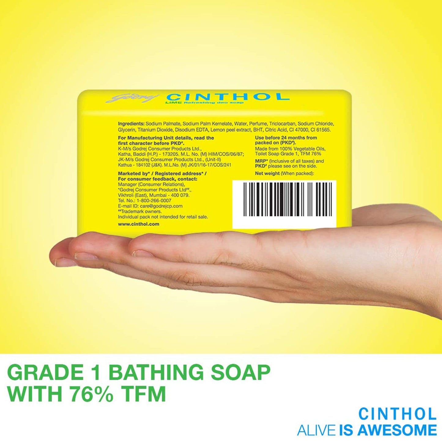 Lime Soap Pack of 5, 100g - Fresh Fragrance, Germ Protection